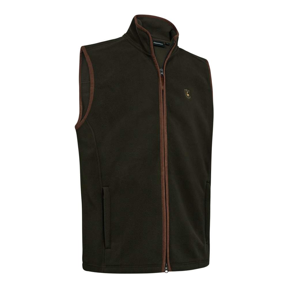 Deerhunter Cumbria Fleece Weste mit Wildlederimitat-Details und Reißverschlusstaschen, funktionelle Jagd- und Outdoorweste für kühle Tage