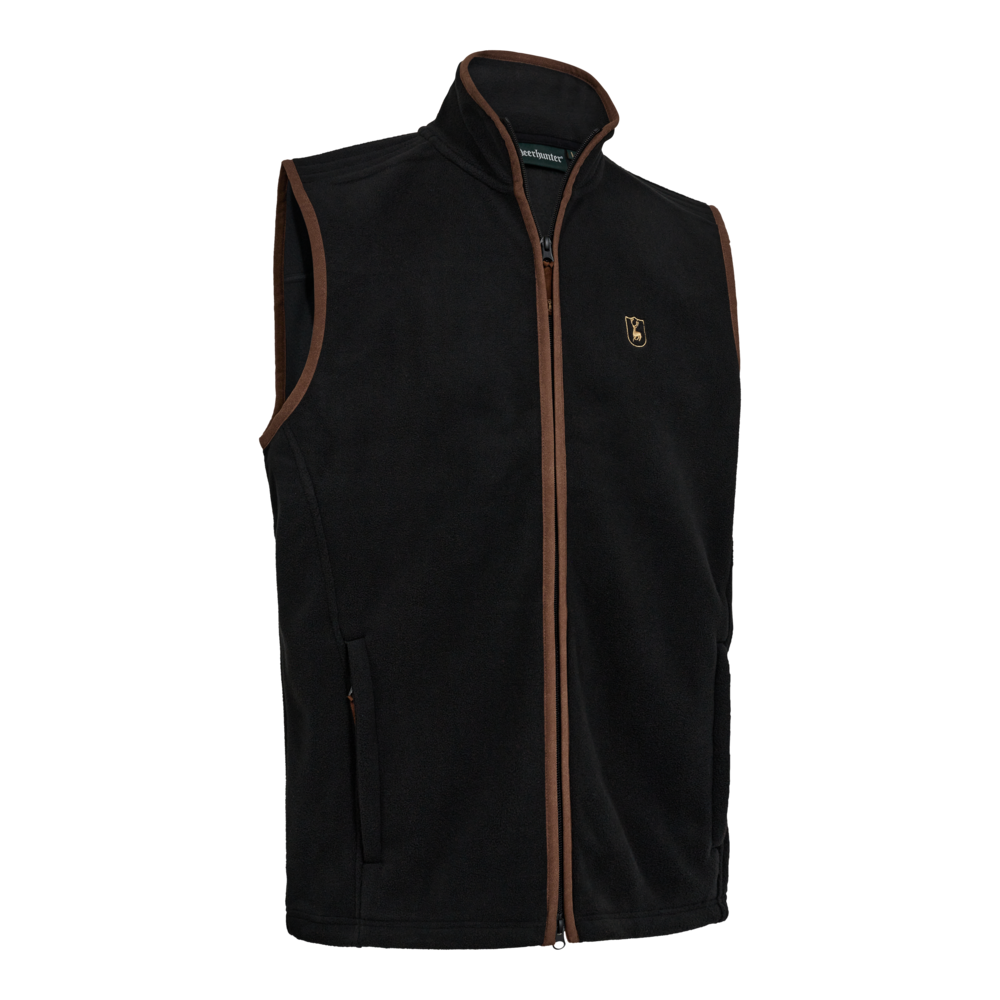 Deerhunter Cumbria Fleece Weste mit durchgehendem Reißverschluss, Wildlederimitat-Details und Reißverschlusstaschen für Jagd und Outdoor