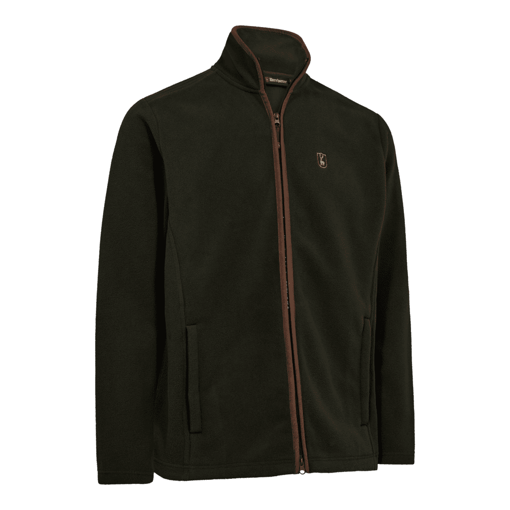 Deerhunter Cumbria Fleece Jacke mit durchgehendem Reißverschluss, geräuscharme Jagdfleecejacke mit Wildlederimitat-Details für Jagd und Outdoor