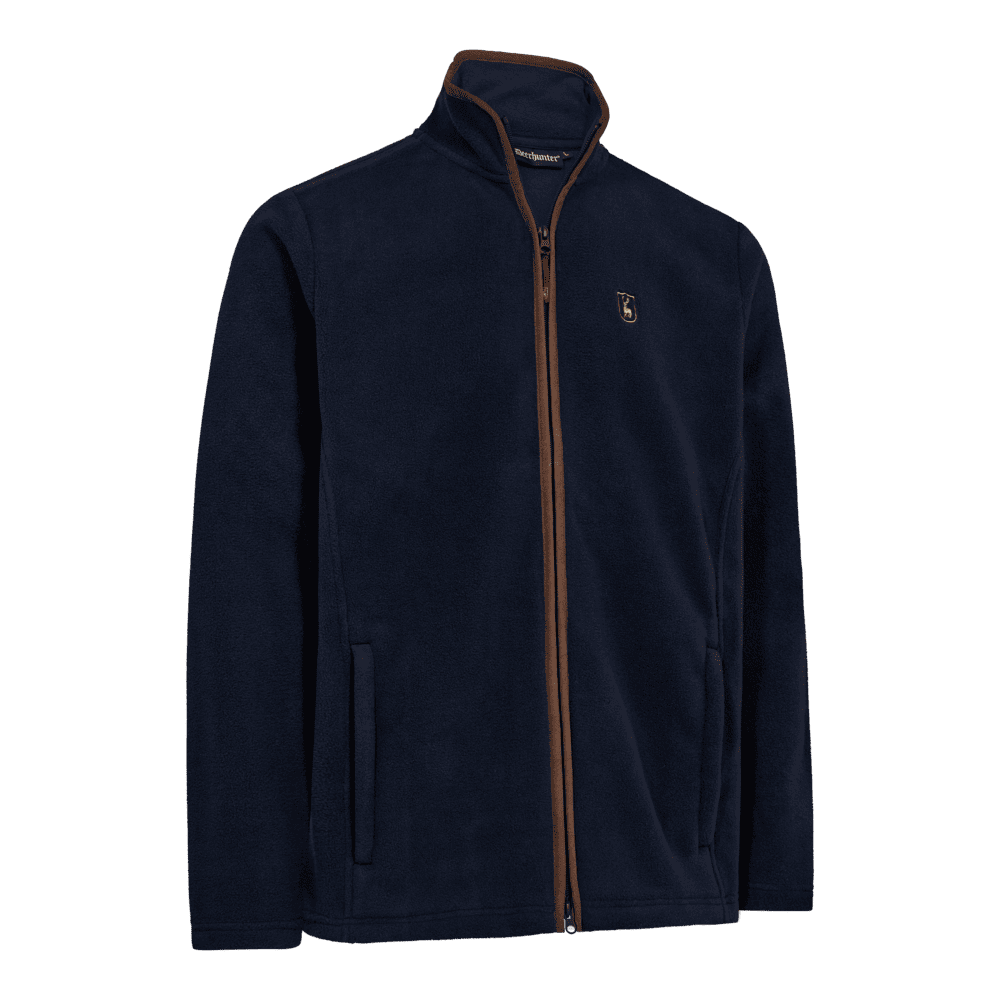 Deerhunter Cumbria Fleece Jacke mit durchgehendem Reißverschluss, Wildlederimitat-Details und verdeckten Reißverschlusstaschen für Jagd und Outdoor
