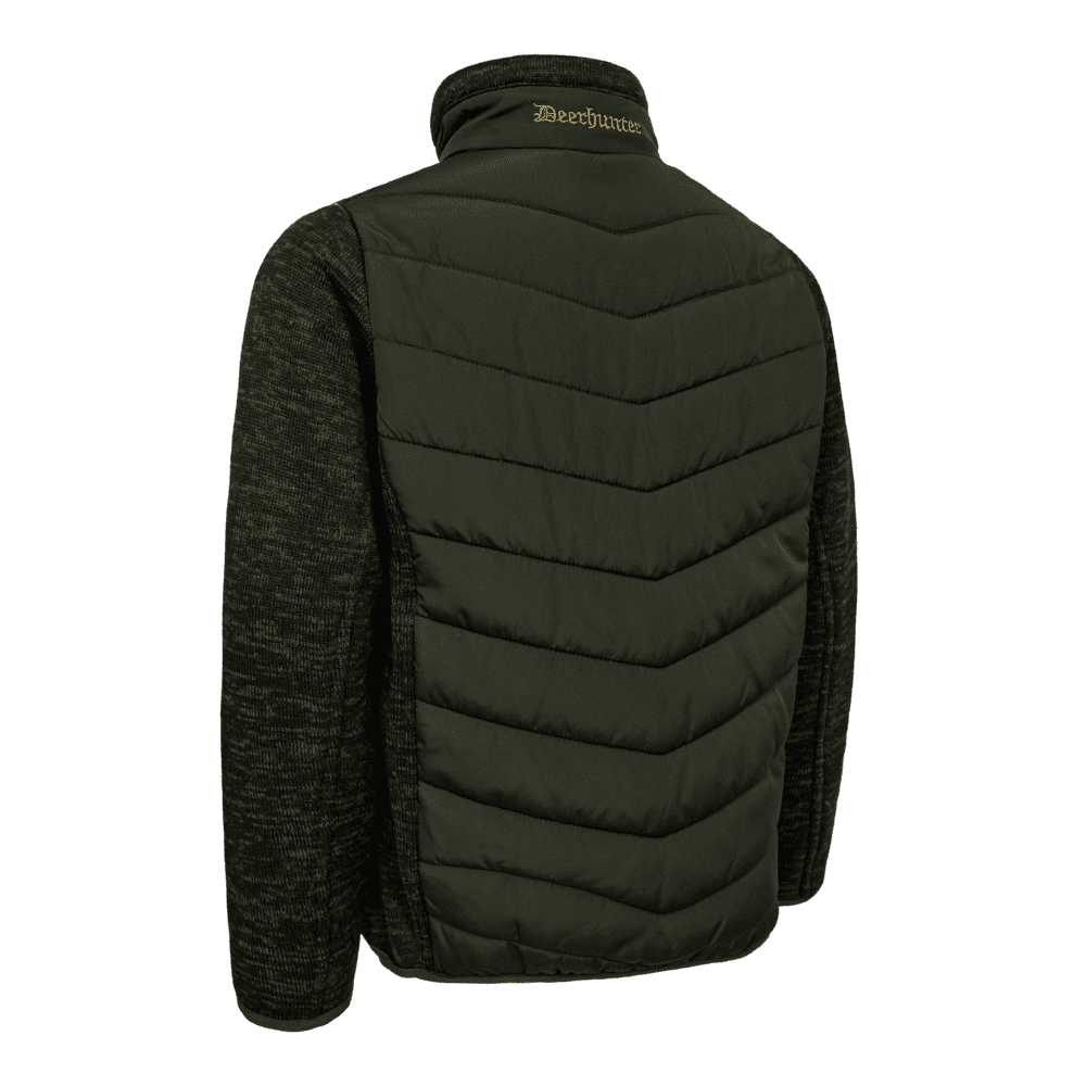 Rückansicht der Deerhunter Youth Moor Padded Jacke mit wattiertem Rückenbereich und Strickeinsätzen für hohen Tragekomfort bei Outdoor-Aktivitäten