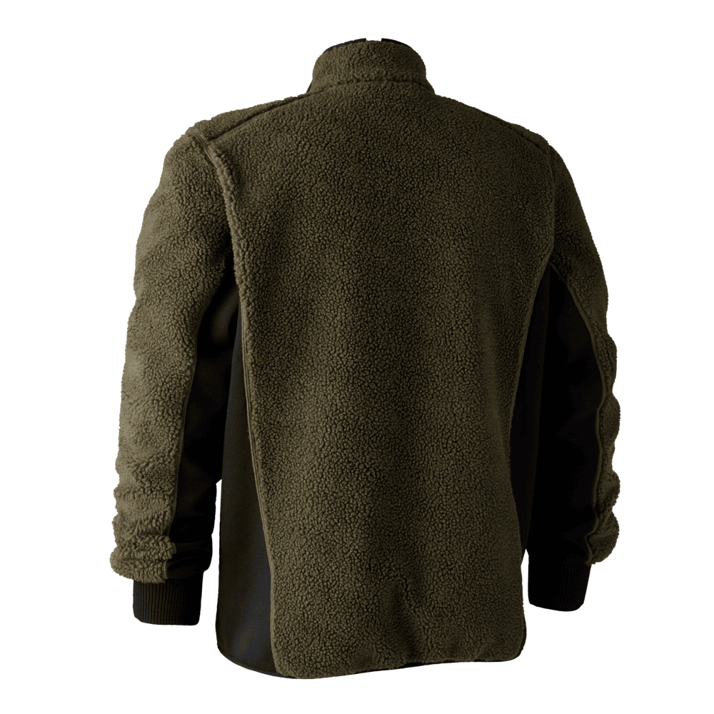 Deerhunter Rogaland Faserpelzjacke in Olivgrün Rückansicht – warme Outdoor Jagdjacke mit Fleece-Struktur für Revier und Jagd in Deutschland