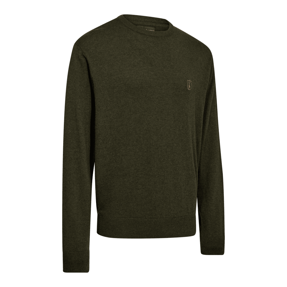 Deerhunter Harrington Strickpullover mit Logostickerei auf der Brust, hochwertiger Jagdpullover aus Merinowoll-Mix für kühle Tage