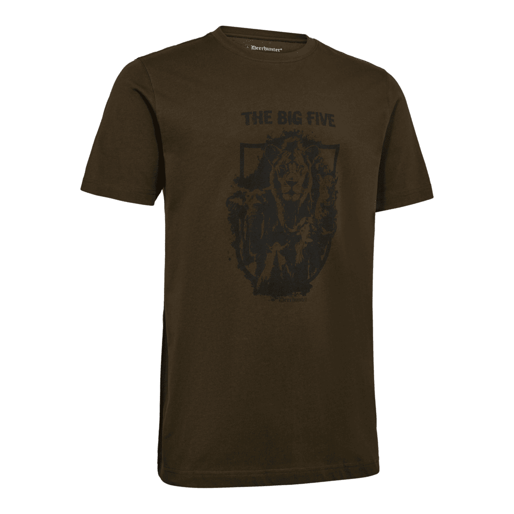 Deerhunter Weston T-Shirt aus Baumwolle mit Big Five Frontprint, bequemes Jagd- und Outdoor-Shirt für Freizeit und Naturliebhaber
